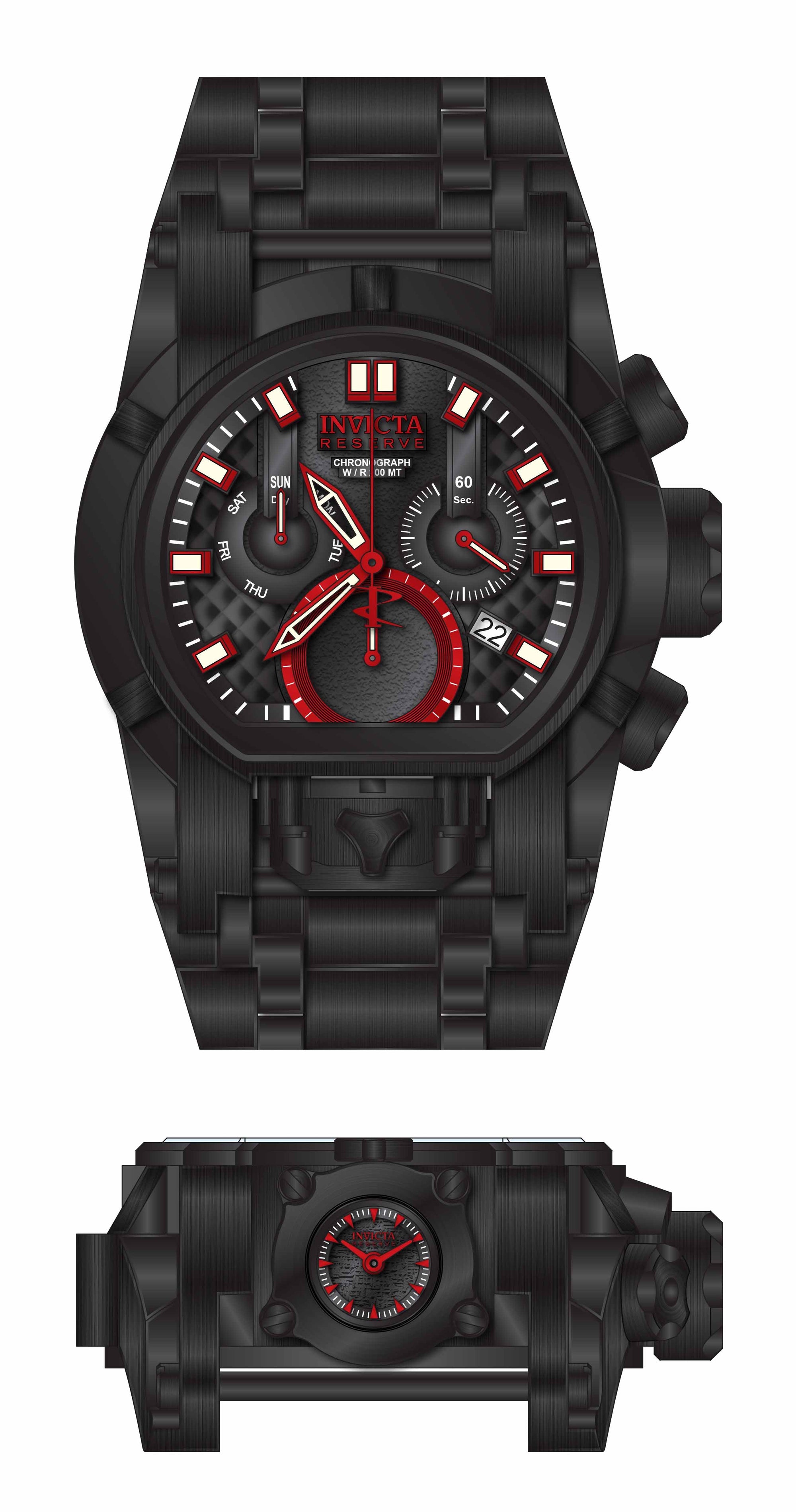 Band for Invicta Reserve Reserve Bolt Zeus Magnum Men Black Label 28411